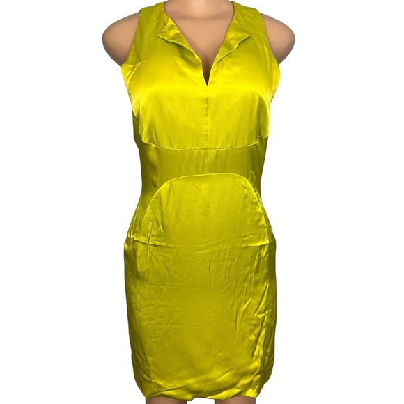 Chado Ralph Rucci Dress Chartreuse Green Shift Dress - Picture 2 of 9